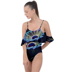 Flower Pattern Design Abstract Background Drape Piece Swimsuit by Amaryn4rt