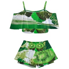 Kiwi Fruit Vitamins Healthy Cut Kids  Off Shoulder Skirt Bikini by Amaryn4rt