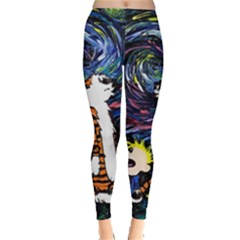 Cartoon Art Starry Night Van Gogh Everyday Leggings  by Modalart