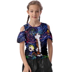 Cartoon Art Starry Night Van Gogh Kids  Butterfly Cutout T-shirt by Modalart