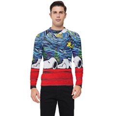 Dog House Vincent Van Gogh s Starry Night Parody Men s Long Sleeve Rash Guard by Modalart