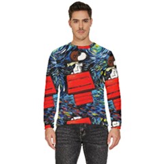 Dog Flying House Cartoon Starry Night Vincent Van Gogh Parody Men s Fleece Sweatshirt by Modalart