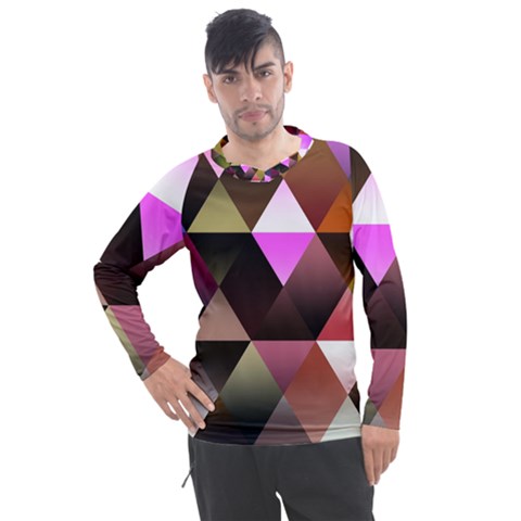 Abstract Geometric Triangles Shapes Men s Pique Long Sleeve T-shirt by Pakjumat