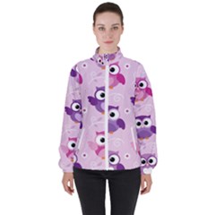 Seamless Cute Colourfull Owl Kids Pattern Women s High Neck Windbreaker by Bedest