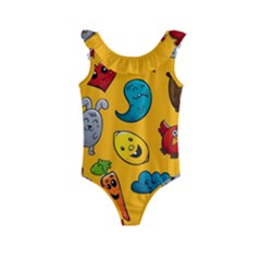 Graffiti Characters Seamless Ornament Kids  Frill Swimsuit by Bedest