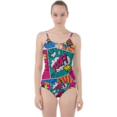 Comic Colorful Seamless Pattern Cut Out Top Tankini Set by Bedest