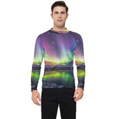 Aurora Borealis Polar Northern Lights Natural Phenomenon North Night Mountains Men s Long Sleeve Rash Guard by Pakjumat