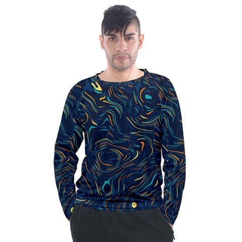 Colorful Abstract Pattern Creative Colorful Line Linear Background Men s Long Sleeve Raglan T-shirt by Pakjumat