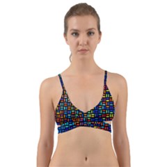 Geometric Colorful Square Rectangle Wrap Around Bikini Top by Pakjumat