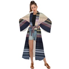 Horizontal Line Strokes Color Lines Maxi Kimono by Pakjumat