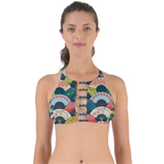 Japanese Fans Bright Pattern Perfectly Cut Out Bikini Top by Pakjumat