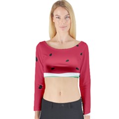 Minimalist Summer Watermelon Wallpaper Long Sleeve Crop Top by Pakjumat