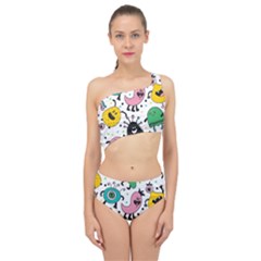 Funny Monster Pattern Spliced Up Two Piece Swimsuit by Pakjumat