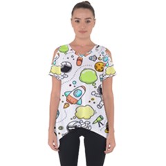 Sketch Cartoon Space Set Cut Out Side Drop T-shirt by Hannah976