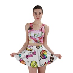 Doodle Cartoon Drawn Cone Food Mini Skirt by Hannah976