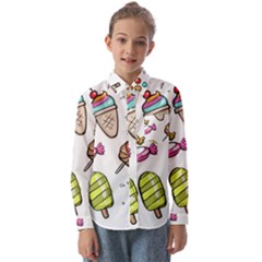 Doodle Cartoon Drawn Cone Food Kids  Long Sleeve Shirt by Hannah976