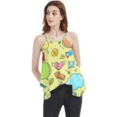 Cute Sketch Child Graphic Funny Flowy Camisole Tank Top by Hannah976