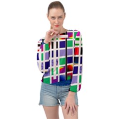 Color Graffiti Pattern Geometric Banded Bottom Chiffon Top by Hannah976