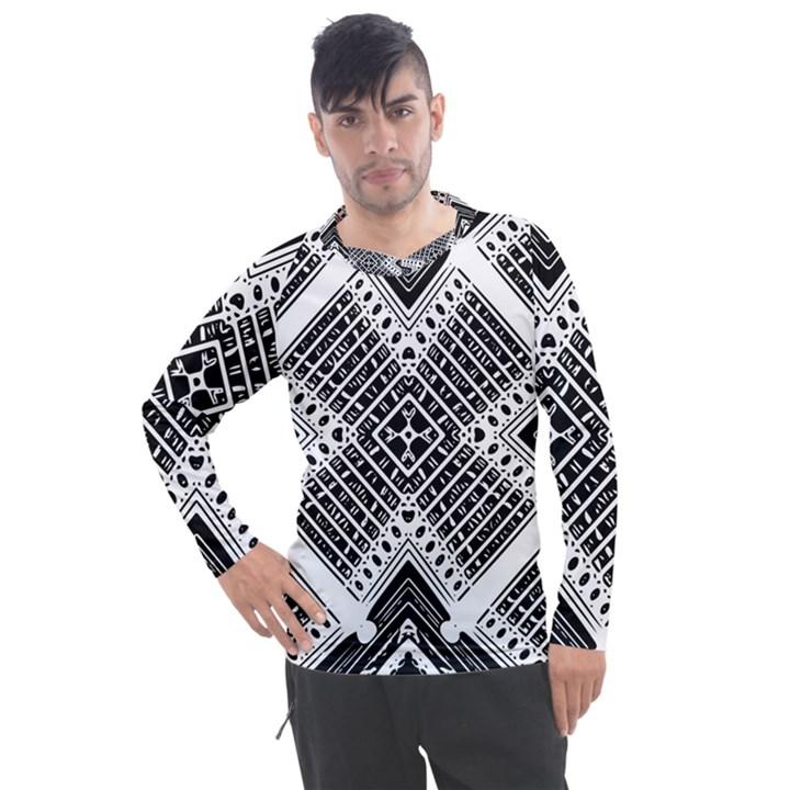 Pattern Tile Repeating Geometric Men s Pique Long Sleeve T-Shirt