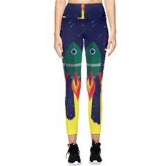 Rocket Halftone Astrology Astronaut Pocket Leggings  by Sarkoni