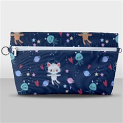 Cute Astronaut Cat With Star Galaxy Elements Seamless Pattern Handbag Organizer by Grandong