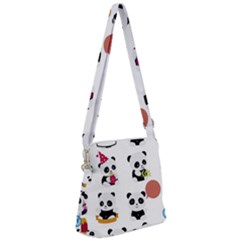 Playing Pandas Cartoons Zipper Messenger Bag by Apen