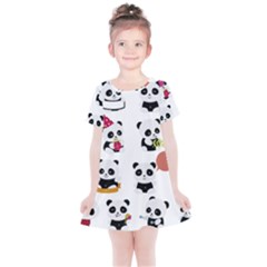 Playing Pandas Cartoons Kids  Simple Cotton Dress by Apen