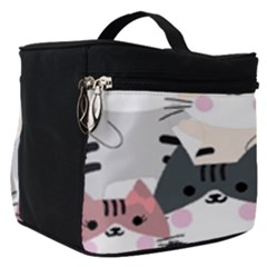 Cute Cat Couple Seamless Pattern Cartoon Make Up Travel Bag (small) by Bedest