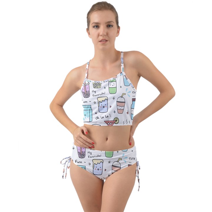 Drinks Cocktails Doodles Coffee Mini Tank Bikini Set