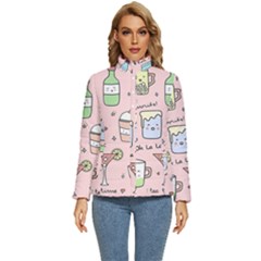 Drink Cocktail Doodle Coffee Women s Puffer Bubble Jacket Coat by Apen