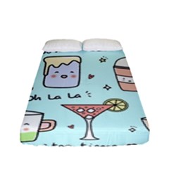 Drinks Cocktails Doodle Coffee Fitted Sheet (full/ Double Size) by Apen