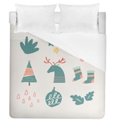 Reindeer Stars Socks Stick Duvet Cover (queen Size) by Apen