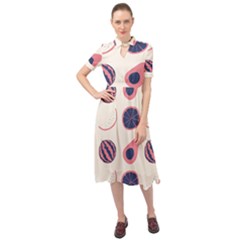 Fruits Halves Pattern Design Keyhole Neckline Chiffon Dress by Apen