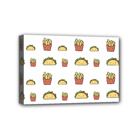 Fries Taco Pattern Fast Food Mini Canvas 6  X 4  (stretched) by Apen