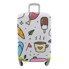 Doodle Fun Food Drawing Cute Luggage Cover (small) by Apen