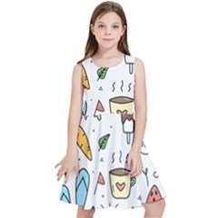 Doodle Fun Food Drawing Cute Kids  Skater Dress by Apen