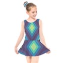 Pattern Blue Green Retro Design Kids  Skater Dress Swimsuit View1