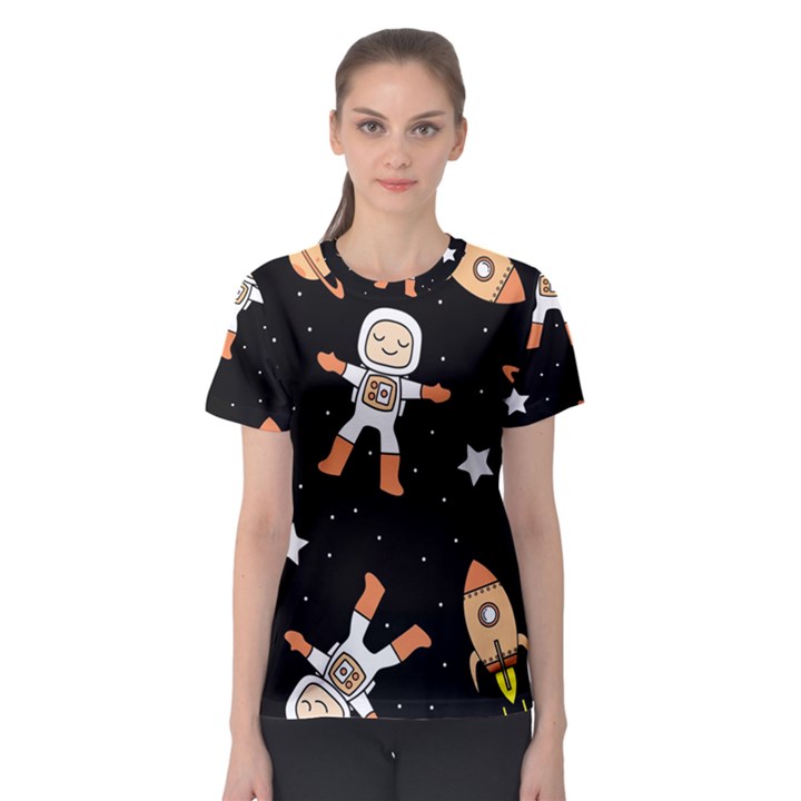 Astronaut Space Rockets Spaceman Women s Sport Mesh T-Shirt