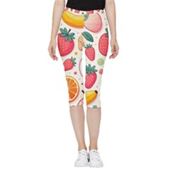 Fruit Sweet Pattern Inside Out Lightweight Velour Capri Leggings  by Ravend