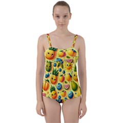 Fruits Fresh Sweet Pattern Twist Front Tankini Set by Ravend