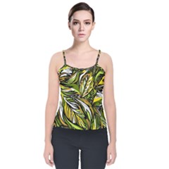 Foliage Pattern Texture Background Velvet Spaghetti Strap Top by Ravend