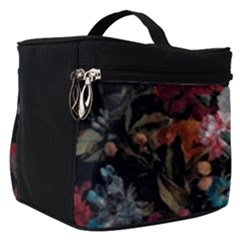 Floral Pattern, Red, Floral Print, E, Dark, Flowers Make Up Travel Bag (small) by nateshop