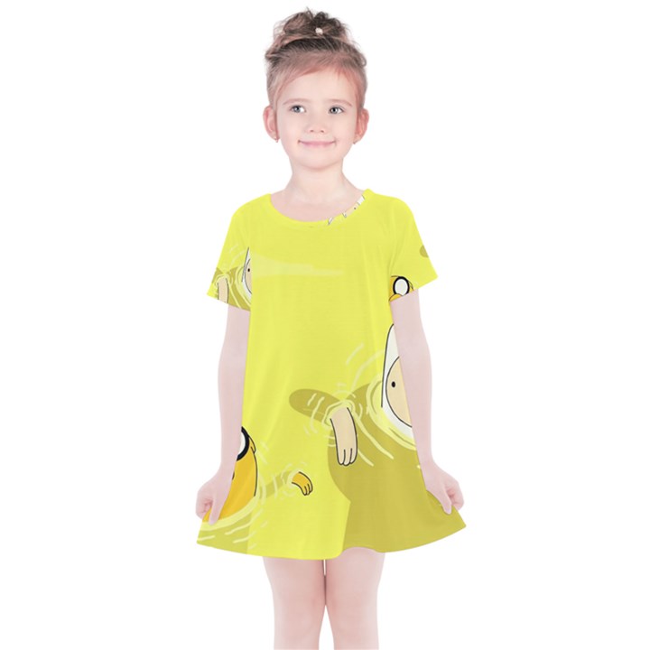 Adventure Time Jake The Dog Finn The Human Artwork Yellow Kids  Simple Cotton Dress