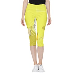 Adventure Time Jake The Dog Finn The Human Artwork Yellow Inside Out Lightweight Velour Capri Leggings  by Sarkoni