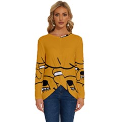 Adventure Time Jake The Dog Long Sleeve Crew Neck Pullover Top by Sarkoni