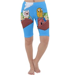 Cartoon Adventure Time Jake And Finn Cropped Leggings  by Sarkoni