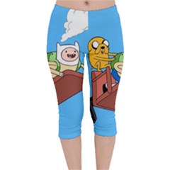 Cartoon Adventure Time Jake And Finn Velvet Capri Leggings  by Sarkoni