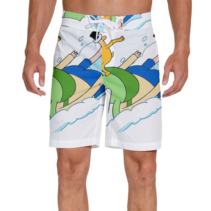 Adventure Time Finn And Jake Snow Men s Beach Shorts