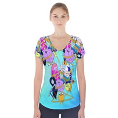 Adventure Time Cartoon Short Sleeve Front Detail Top by Sarkoni