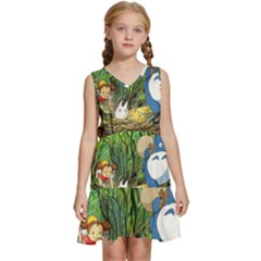 Anime My Neighbor Totoro Jungle Kids  Sleeveless Tiered Mini Dress by Sarkoni